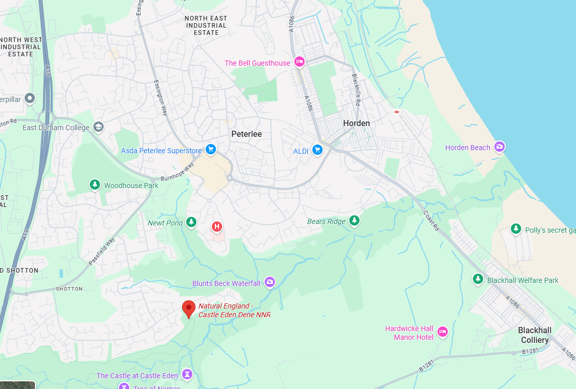 Location of Castle Eden Dene